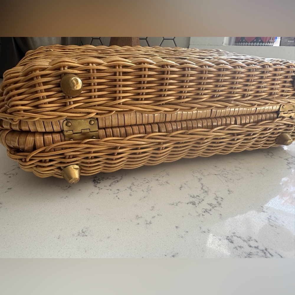 70s Vintage Rattan Basket Weaved Purse Basket MCM Hong Kong - Picture 7 of 10